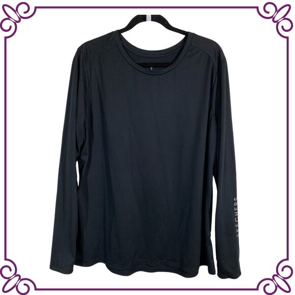 Skechers Black Crew Round Neck Long Sleeve Athletic Tee Size 2XL - Picture 1 of 9